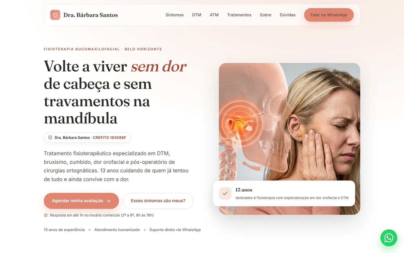 A página inicial do site da Dra. Bárbara Santos